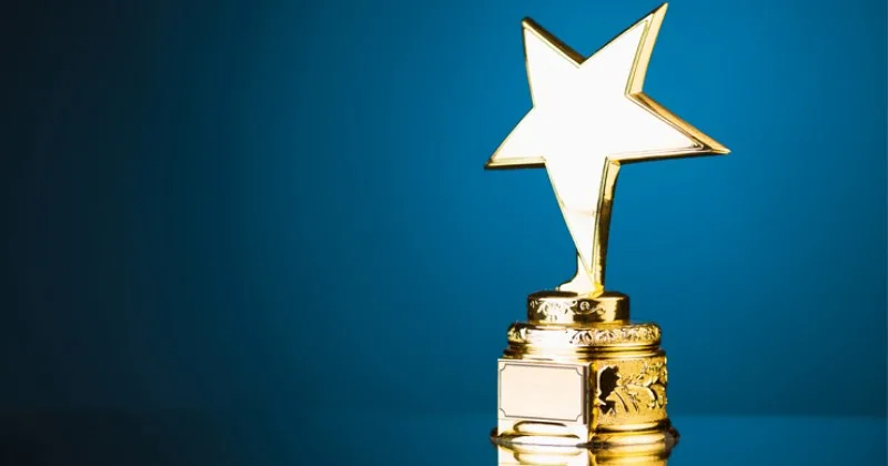 Gold trophy representing an award